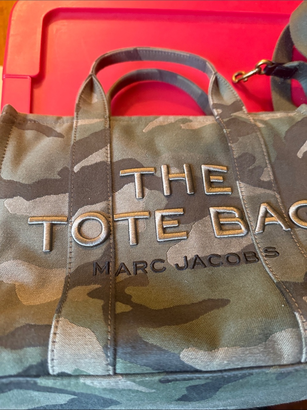 Marc Jacobs Olive Camo Canvas medium size tote bag used